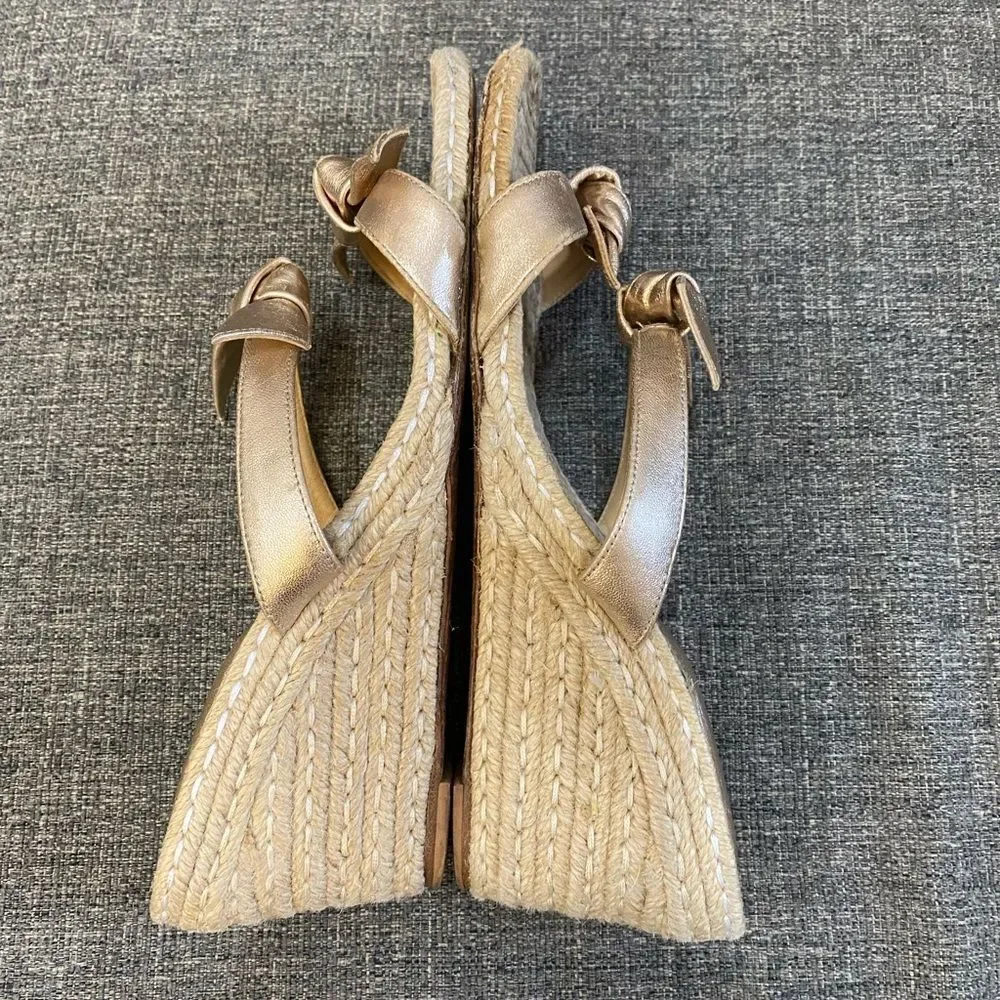 Alexandre Birman Clarita Demi Espadrille Wedge Sandals in Gold Size 38.5